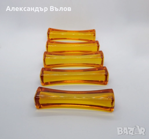 Стар Комплект от 5 бр Поставки за Прибори Луцит Сервиране Изискано Хранене , снимка 2 - Други ценни предмети - 52910888