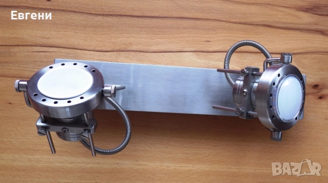 Двоен иноксов аплик (за стена или таван)с индустриален дизайн, снимка 11 - Лампи за стена - 52091534