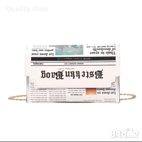 Чанта с дизайн на вестник, снимка 8 - Чанти - 50940609