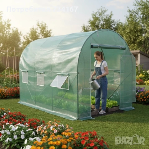 Резервно покривало за оранжерия 3x2x2м – Армирано UV , с цип и прозорци (без рамка), снимка 3 - Оранжерии - 53422418