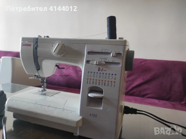 Електромеханична шевна машина JANOME 419S, 19 програми, 860 Imp/Min, 60W, бяло/лилаво, снимка 5 - Друга електроника - 50686132