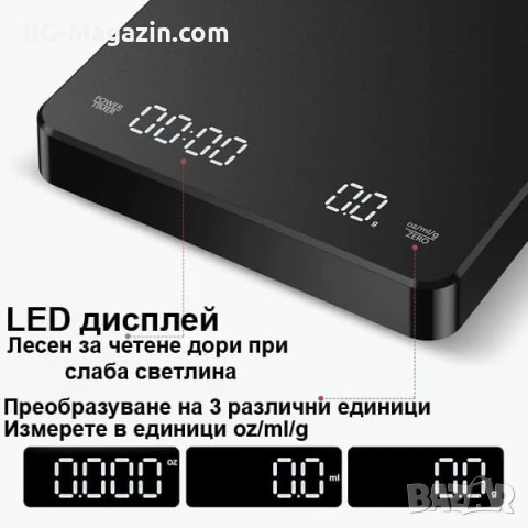 Професионална кухненска електронна везна кантар с таймер за кафе магазин 0.1 точен дигитален кантар, снимка 4 - Везни - 50921738