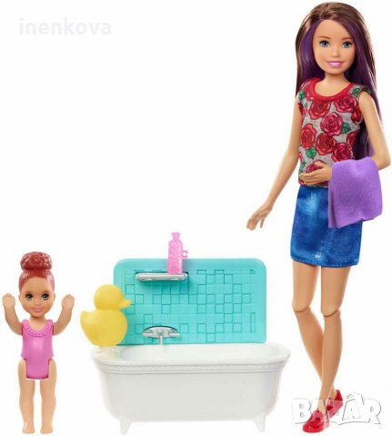 Барби Скипър кукли детегледачка комплект за баня и тоалетна кукла Barbie Skipper, снимка 3 - Кукли - 29068696