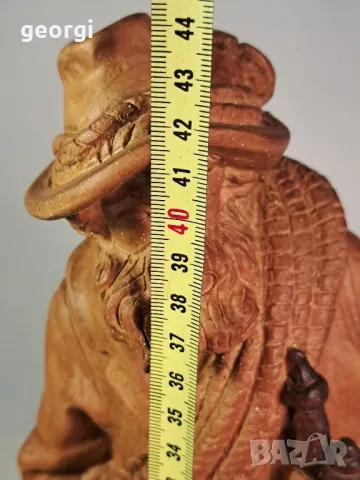 дървена статуетка златотърсач авторска дърворезба 24/5, снимка 10 - Статуетки - 49588392