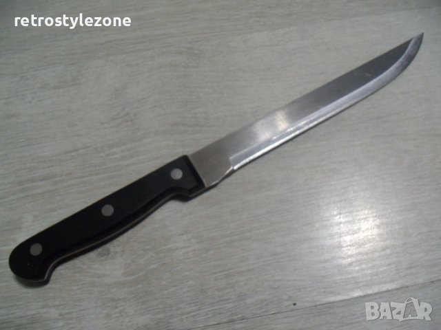 № 7240 стар нож   - домакински   - inox , rostfrei  - дължина 32 см , острие 19,5 см , дебелина 2 мм, снимка 3 - Прибори за хранене, готвене и сервиране - 42946839