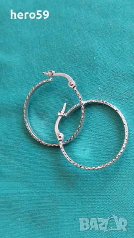 Дамски златни 18 каратови обеци,бяло злато 18к , снимка 1