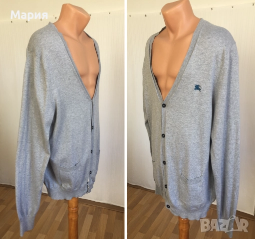 ХЛ / ХХЛ Burberry Brit Мъжка Оригинална Жилетка 100% Памук Бърбъри Брит Сива , снимка 4 - Пуловери - 51966556
