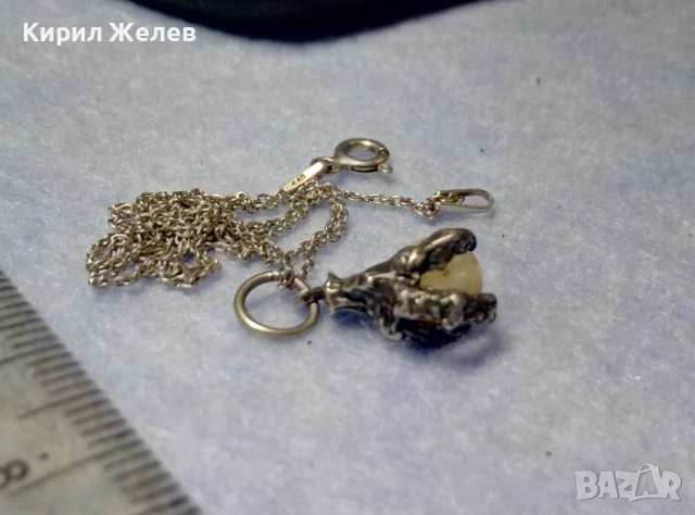 ФИГУРАЛЕН ГОТИК АРТ СРЕБЪРЕН ПЕНДАНТ с НЕЖНА СРЕБЪРНА ВЕРИЖКА МАРКОВО СРЕБРО 925 и ЛУНЕН КАМЪК 40232, снимка 7 - Колиета, медальони, синджири - 50489391