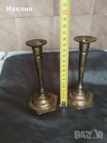 два бронзови свещници, снимка 3 - Антикварни и старинни предмети - 32507445