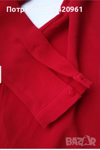 Дамска червена риза с изрязани рамене, снимка 3 - Рокли - 52596235