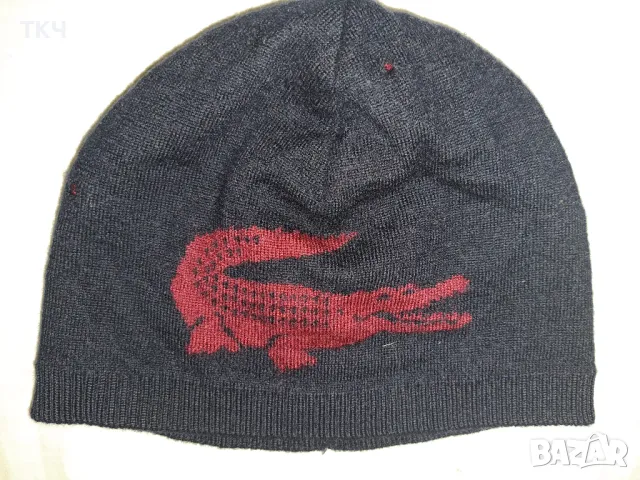 LACOSTE детска двулицева шапка от 100% мерино, снимка 3 - Шапки, шалове и ръкавици - 48410993