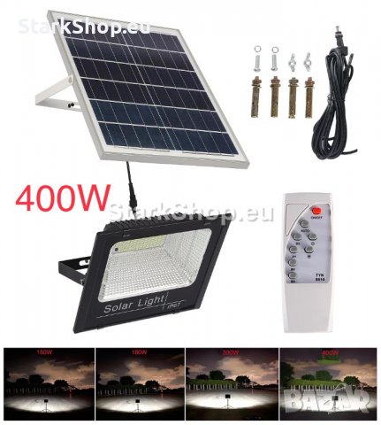 Соларен LED прожектор с панел – 400W, снимка 8 - Соларни лампи - 38417621