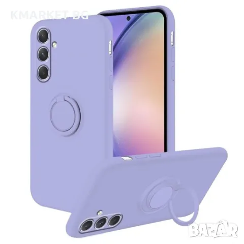 Силиконов кейс и Протектор bSmart Finger Grip, За Samsung Galaxy A36, Светлолилав, снимка 1