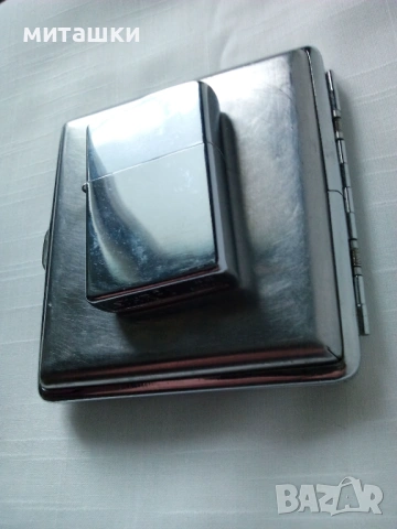 Комплект метални табакера и бензинова запалка STAR-I, снимка 7 - Табакери - 53580384