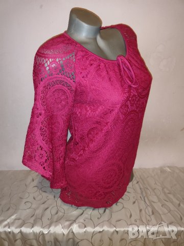 Розова дантелена блуза р-р М , снимка 8 - Ризи - 43915525