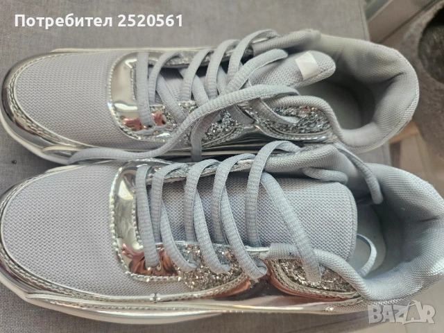 сребристи кецове - 40 размер, снимка 2 - Кецове - 51193970