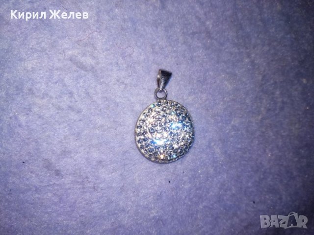 ИЗИСКАН СРЕБЪРЕН МЕДАЛЬОН СРЕБРО 925 с БЯЛ ЕМАЙЛ и КРИСТАЛЧЕТА 36407, снимка 3 - Колиета, медальони, синджири - 39547791