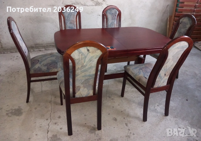 Комплект масивна разтегателна маса- Автомат с 6 стола, снимка 4 - Маси - 53134326