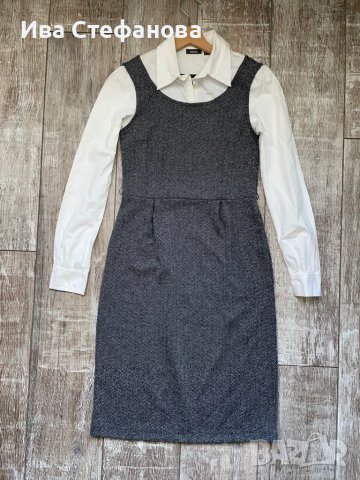 Комбинирана елегантна  рокля MEXX с бяла риза елегантна изчистена колежански училищен стил , снимка 9 - Рокли - 39721243