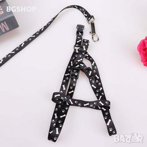 Нагръдник и повод за куче или котка 2 в 1 - Черен, снимка 3 - За кучета - 26292847