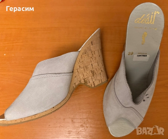 Чисто нови дамски италиански , английски кожени 38,39 ; 8 1/2 ;кожени чехли с лепка 38, снимка 9 - Дамски елегантни обувки - 49959499