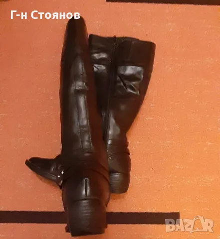 Продавам дамски кожени ботуши с подплата и цип, снимка 4 - Дамски ботуши - 48080174