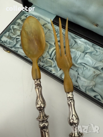 Френски сребърни прибори за салата. №7556, снимка 4 - Антикварни и старинни предмети - 52245472