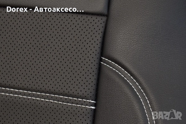 Комплект Универсална Тапицерия King Leather от еко кожа за предни и задни седалки – черни, перфорира, снимка 4 - Аксесоари и консумативи - 53607345