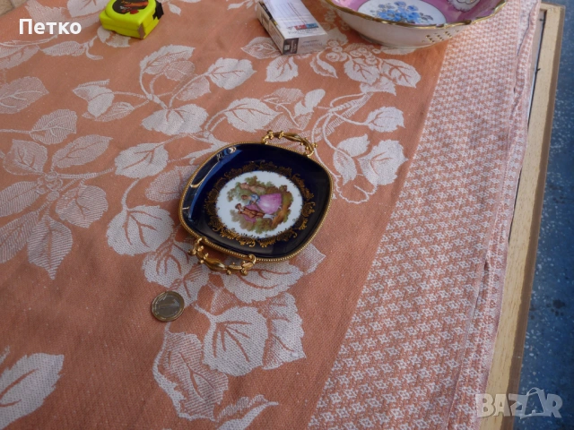 Стар рисуван порцелан LIMOGES 16 / 12 см бронзови дръжки, снимка 5 - Антикварни и старинни предмети - 53131537