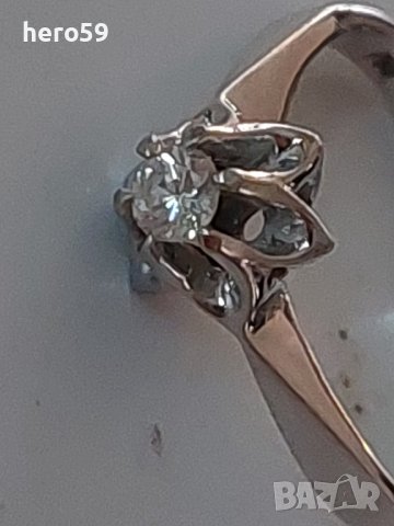 Дамски златен 18к пръстен с брилянт 0.20 карата/злато 750/, снимка 1 - Пръстени - 38518932