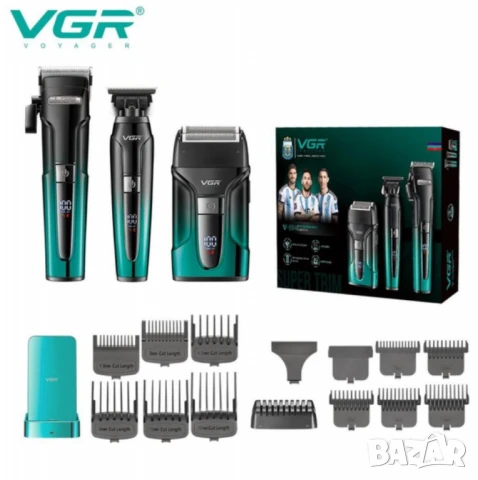 Професионален комплект 3 в 1 VGR V-694 Машинка за подстригване, тример и електрическа самобръсначка, снимка 3 - Тримери - 50630402