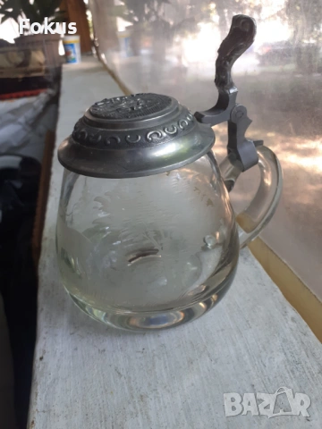 Стара немска халба за бира с ловна сцена - елен, снимка 2 - Антикварни и старинни предмети - 53371488