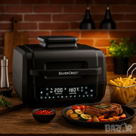 Уред 2 в 1 SilverCrest Air Fryer with Grill – хрупкаво, вкусно и без мазнина, снимка 2 - Друга електроника - 51851901