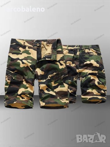 Мъжки къси карго панталони с камуфлажен принт, 8цвята , снимка 7 - Къси панталони - 40551443