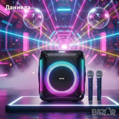 Караоке тонколона с Bluetooth, дистанционно управление и 2 безжични микрофона,, снимка 2 - Тонколони - 53196569