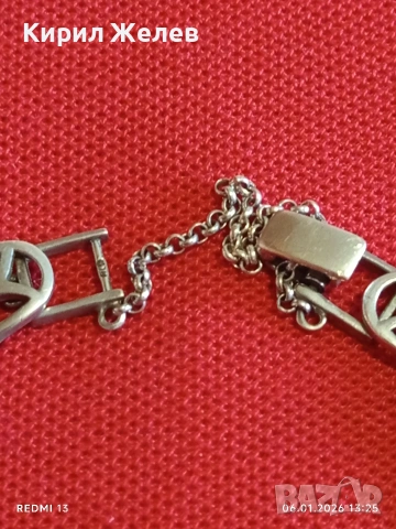 Сребърна гривна с уникална плетка с инкрустирани Мойсанит готически стил ръчна изработка 52485, снимка 5 - Гривни - 53005647