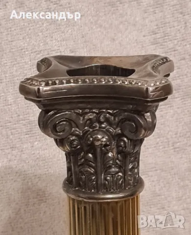 Чифт антични свещници сребърни , снимка 5 - Декорация за дома - 47806911