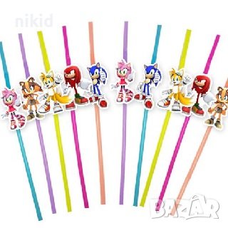 Соник Sonic 10 бр парти сламки рожден ден, снимка 2 - Други - 29825470