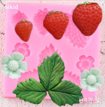 Ягоди ягода листо листа цвят силиконов молд форма декорация украса фондан торта мъфини