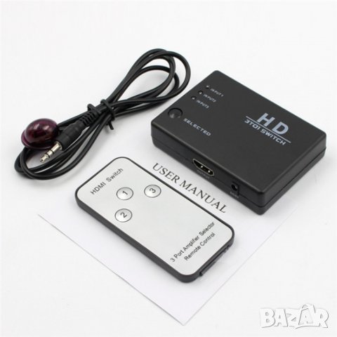 HDMI суич 3 към 1 с дистанционно управление  HDMI switch, снимка 2 - Плейъри, домашно кино, прожектори - 26707538