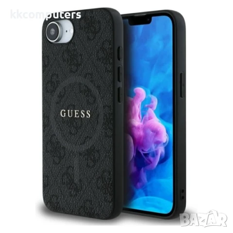 Оригинален кейс Guess HC MagSafe PU 4G Ring Classic Logo, За iPhone 16e, Черен