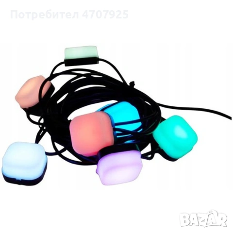 Комплект LED светлинни блокове RGB, 8бр., Многоцветен, 9м, Дистанционно управление, За вътрешна и въ