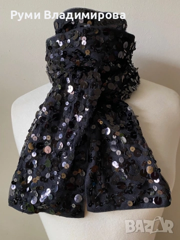 Шал с пайети в черно и кафяво/ различни видове, снимка 3 - Шалове - 47544666