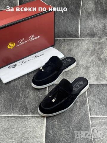 Loro Piana Дамски Черни Затворени Чехли Естествен Велур Лоро Пиана Код E640