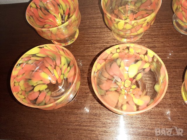 Комплект 6 броя чаши (купички) от стъкло, Полша, снимка 3 - Сервизи - 44066574
