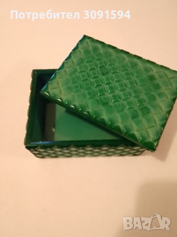 Бохемска стъклена малахитова кутия, снимка 9 - Антикварни и старинни предмети - 44052222