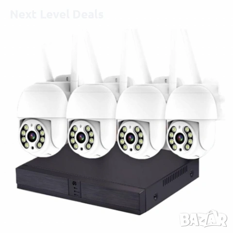 🎥 Безжичен WiFi комплект с 4 камери 4K Ultra HD + DVR – професионална защита без кабели
