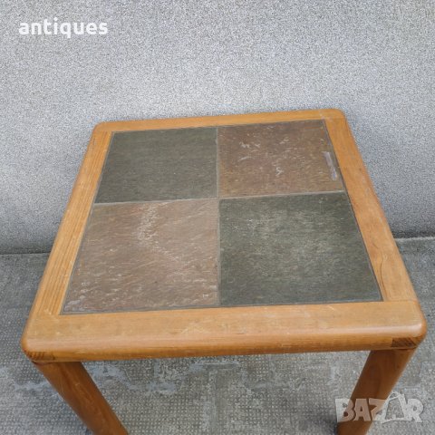 Стара дървена маса с плочки - Handmade by HASLEV - Denmark, снимка 6 - Антикварни и старинни предмети - 32362806