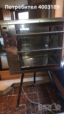 Електрически грил с четири въртящи се кошници. Огнеупорно стъкло отпред и отзад. На колелца, снимка 2 - Обзавеждане за заведение - 51761626