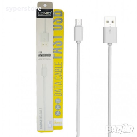 Кабел USB 2.0 към Micro USB LDNIO SY-03 SS000075  1m Бял преходник Micro USB to USB microA-A M/M , снимка 1 - USB кабели - 20841667